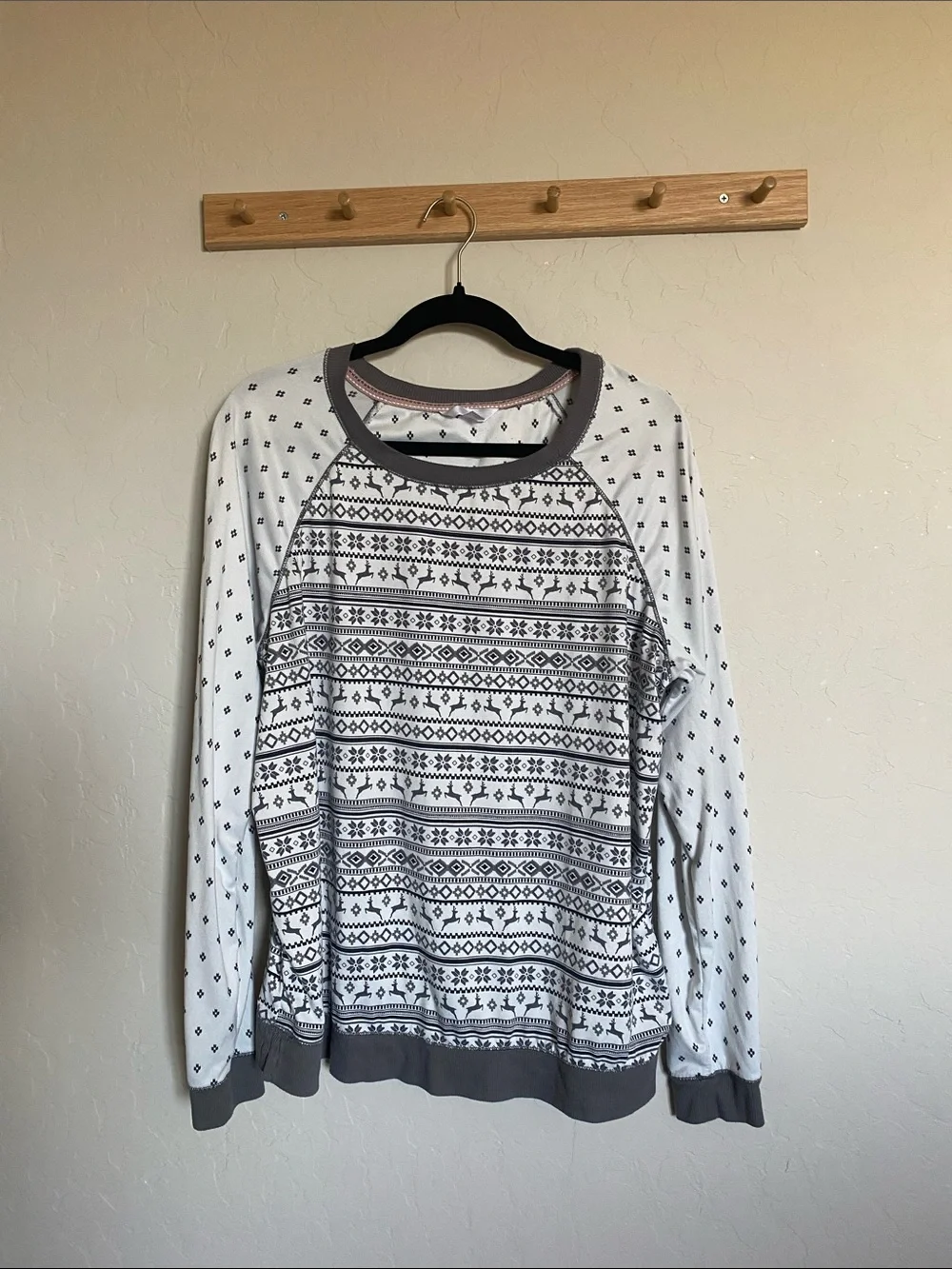 Secret Treasures Women's Fair Isle Knit Sleepwear Top Crew Neck Long Sleeve XL